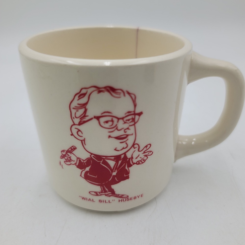 Vintage WIAL Bill Husebye Caricature Mug Eau Claire WI Radio? Memorabilia USA